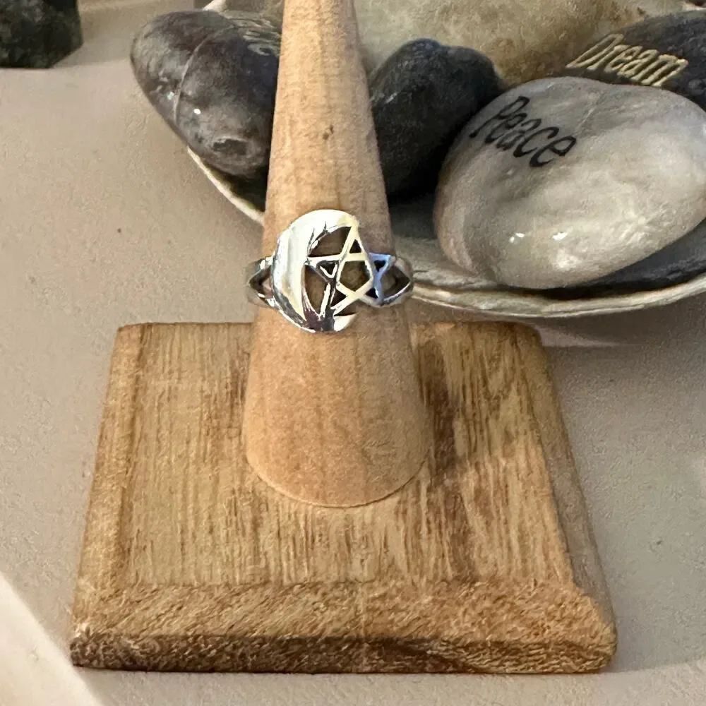 Moon & Star Sterling Silver Ring
